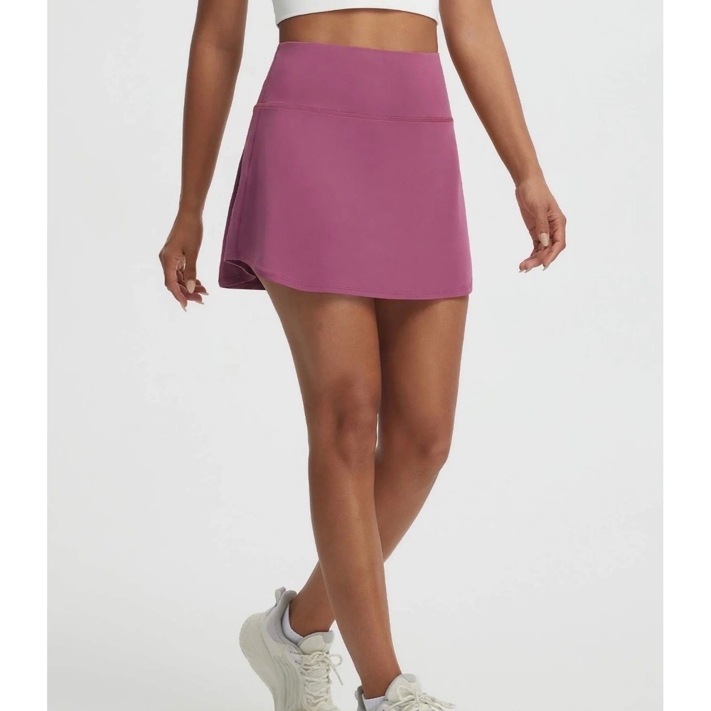Baleaf Womens High Waisted Active Skort Berry Pink UPF 50+ Pockets Size M NEW